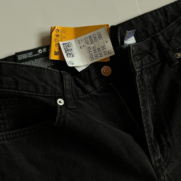 H & M 90s Baggy Jeans High Waist Black Size 8 - Picture 6 of 8